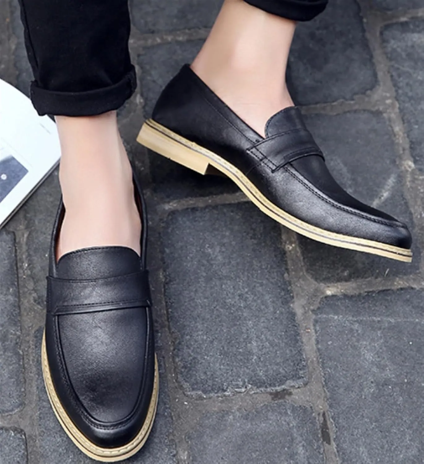 Men's Slip-On Penny Loafers Shoes Office Dress Shoes Formal Oxfords Shoes Cap Toe Casual Business Loafers Outdoor Walking Shoes Derby Shoes for Men