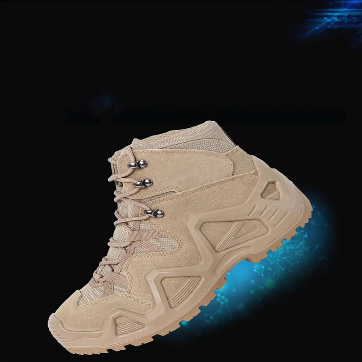 Men's Tactical Waterproof Boots, Durable Comfortable Coated Leather Combat Hiking Shoes