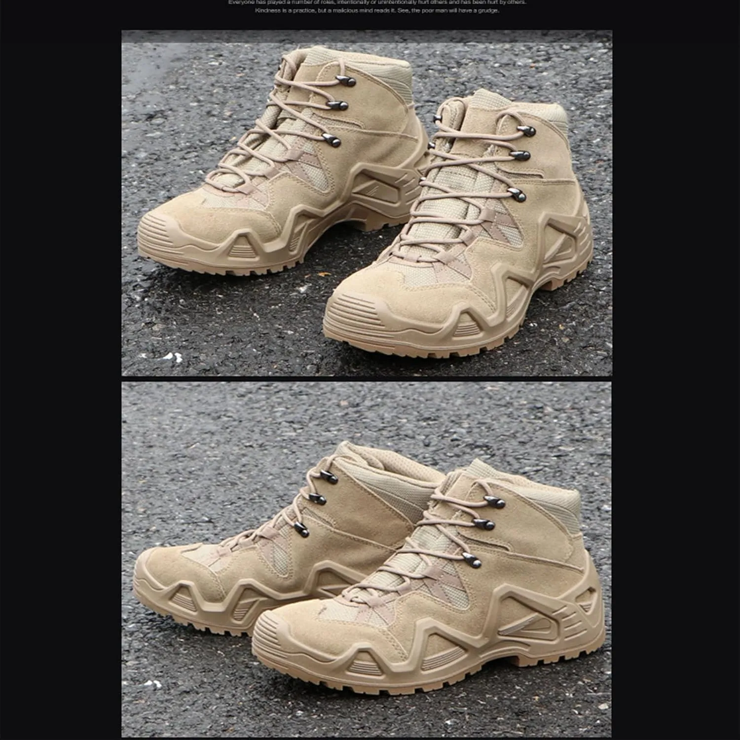 Men's Tactical Waterproof Boots, Durable Comfortable Coated Leather Combat Hiking Shoes