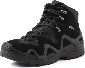 Men's Tactical Waterproof Boots, Durable Comfortable Coated Leather Combat Hiking Shoes
