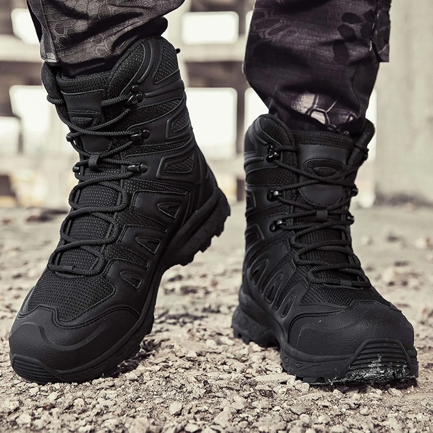Men's Waterproof Anti Slip Wear-Resistant Tactical Hiking Boots Military Work Boots Combat Boots Outdoor Hiking Breathable Military Shoes