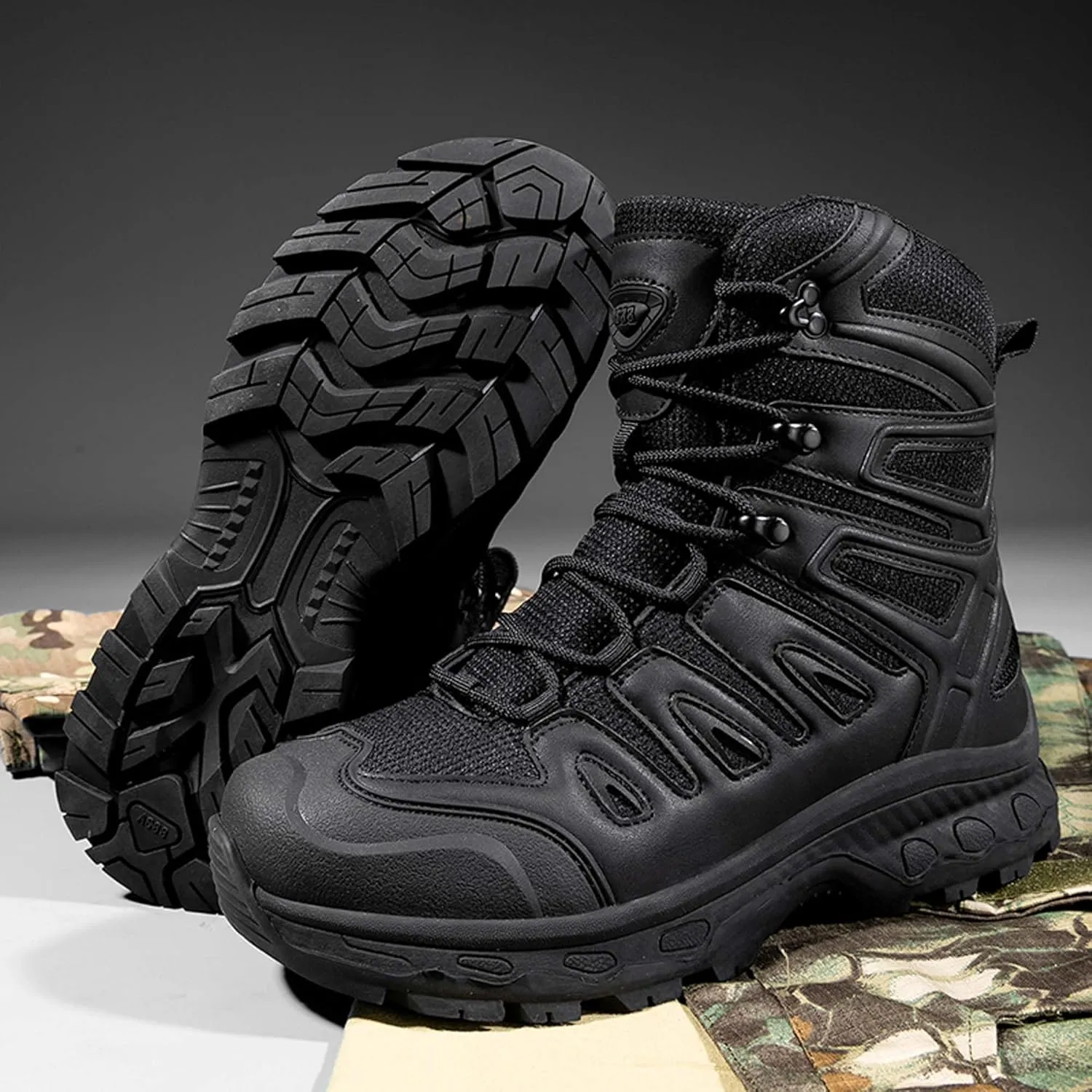 Men's Waterproof Anti Slip Wear-Resistant Tactical Hiking Boots Military Work Boots Combat Boots Outdoor Hiking Breathable Military Shoes