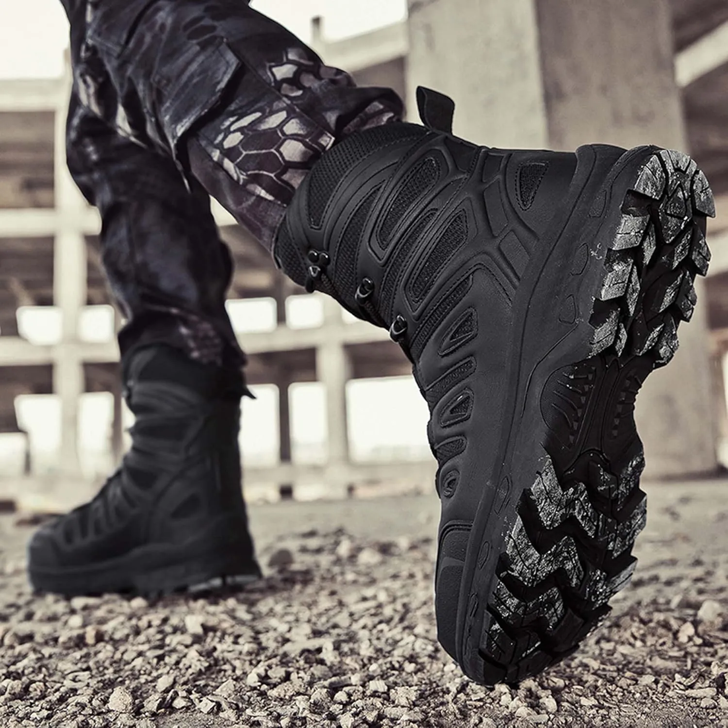 Men's Waterproof Anti Slip Wear-Resistant Tactical Hiking Boots Military Work Boots Combat Boots Outdoor Hiking Breathable Military Shoes