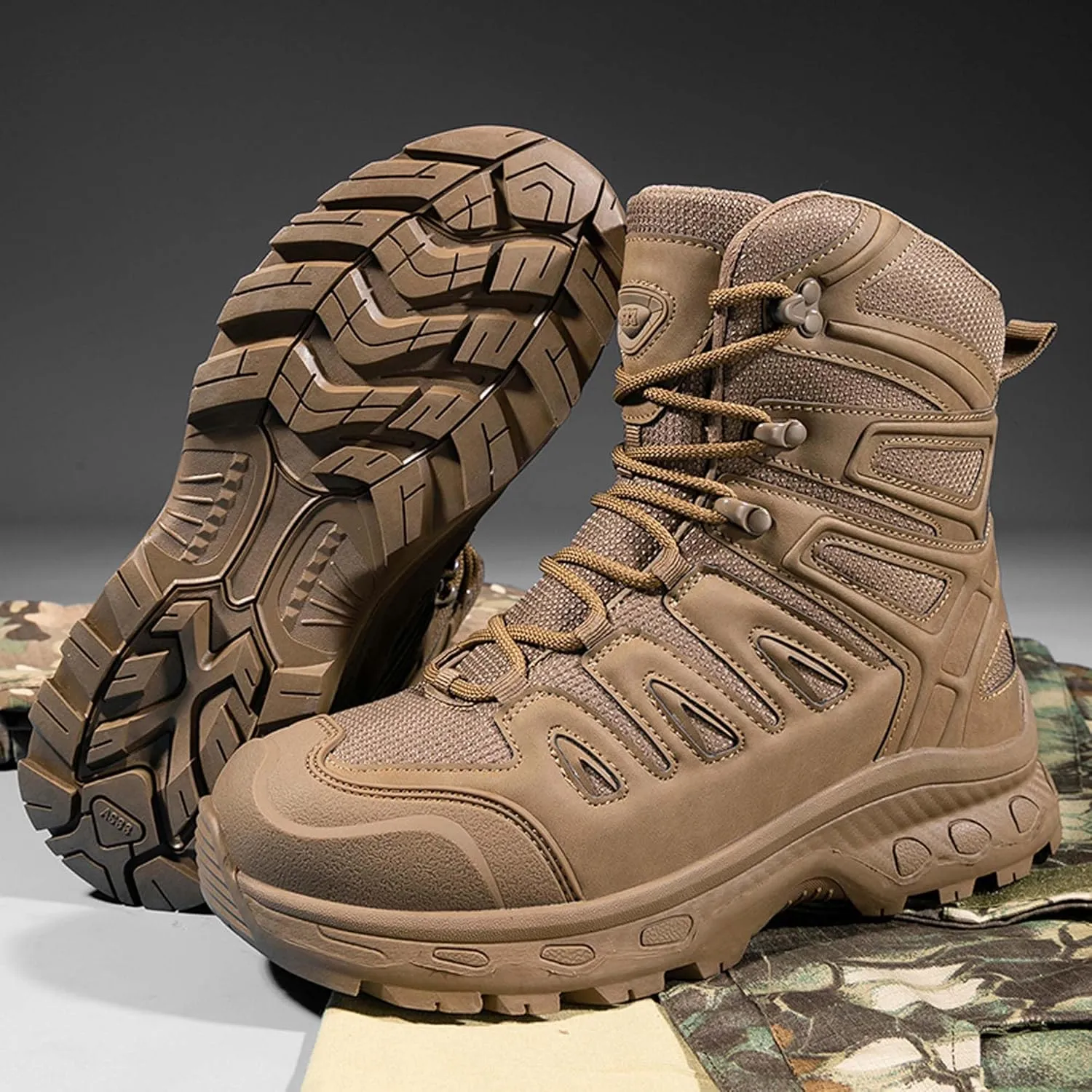 Men's Waterproof Anti Slip Wear-Resistant Tactical Hiking Boots Military Work Boots Combat Boots Outdoor Hiking Breathable Military Shoes