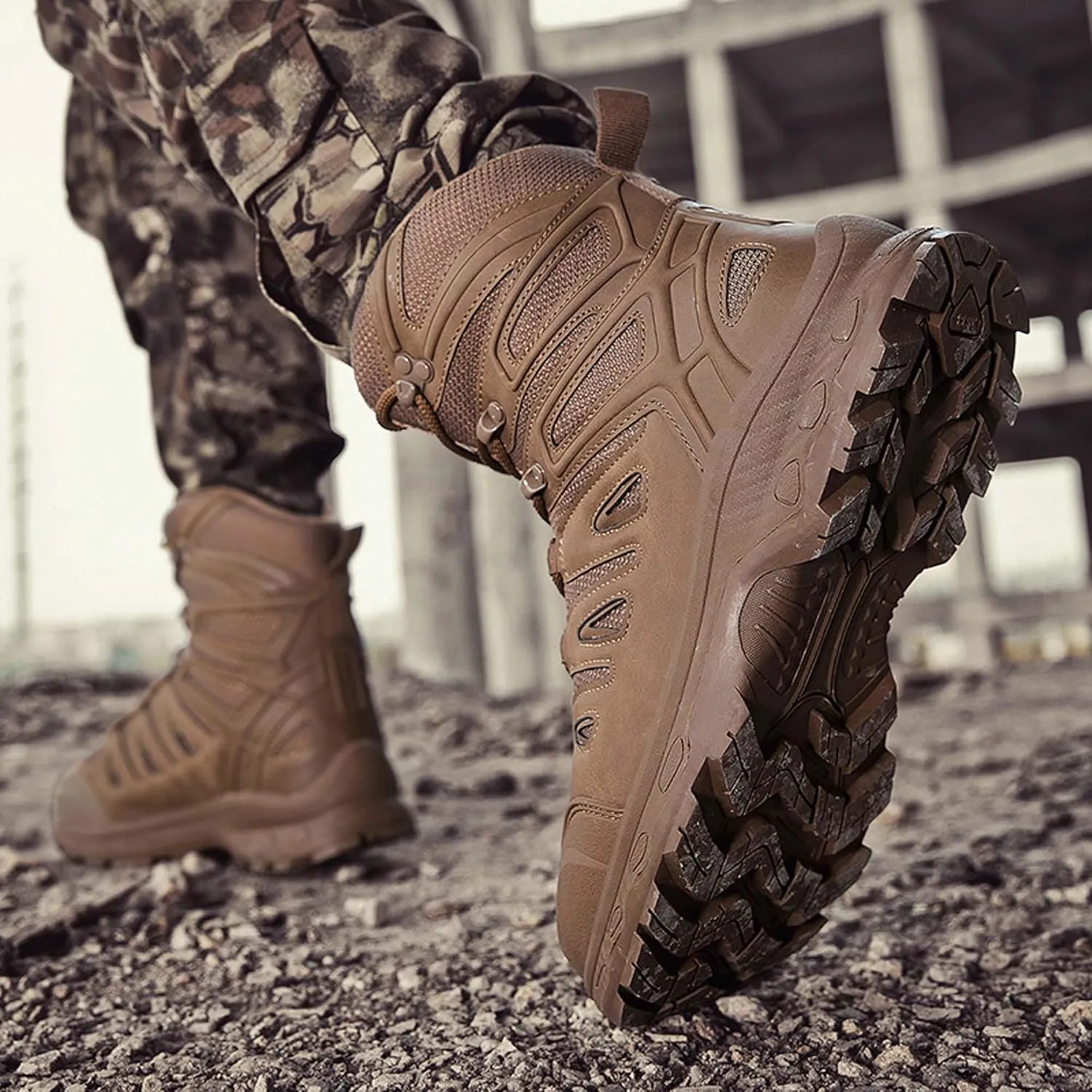 Men's Waterproof Anti Slip Wear-Resistant Tactical Hiking Boots Military Work Boots Combat Boots Outdoor Hiking Breathable Military Shoes