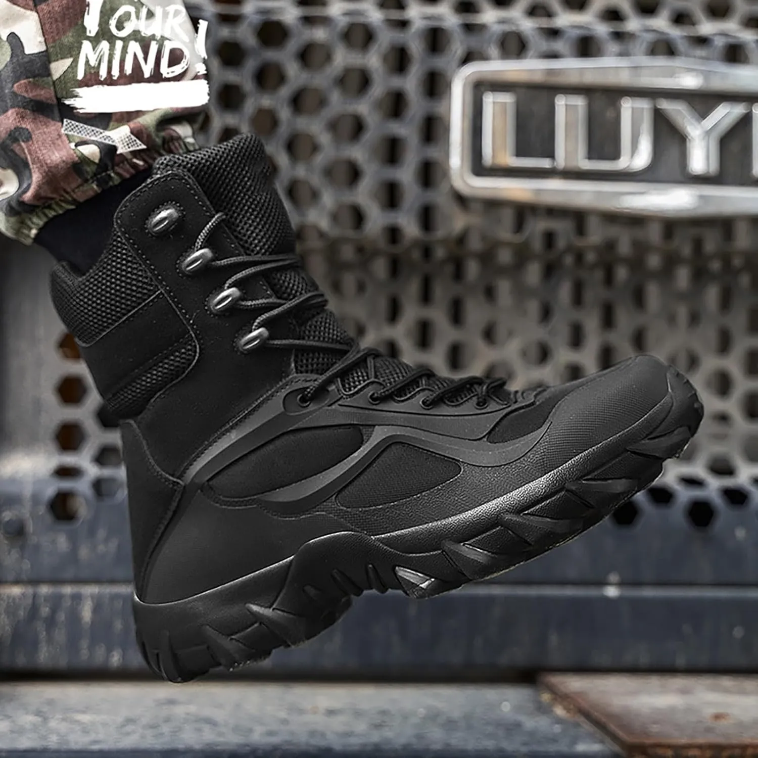 Mens Waterproof Hiking Boots Military Tactical Boots Combat Boots Breathable Police Patrol Boots Army Boots