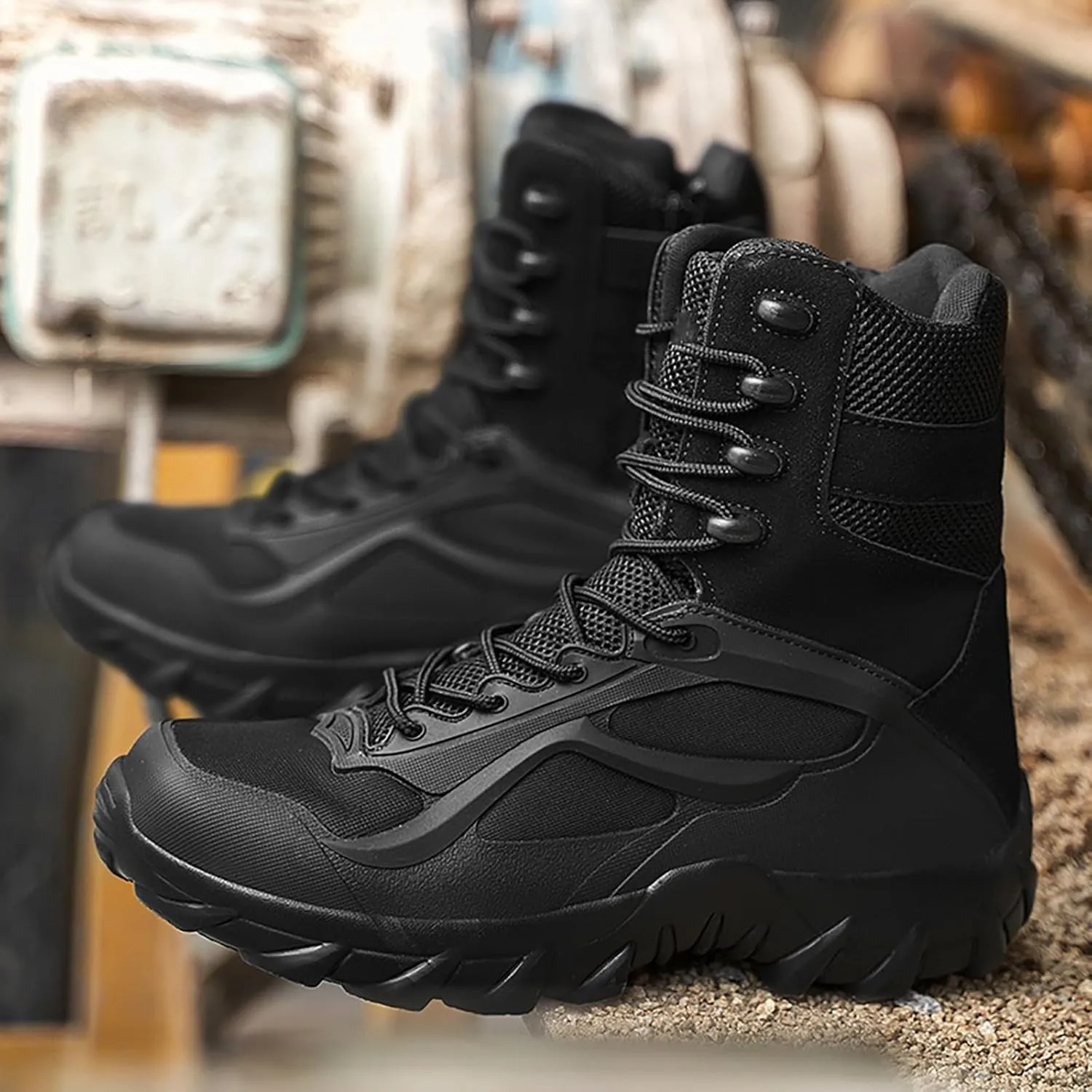 Mens Waterproof Hiking Boots Military Tactical Boots Combat Boots Breathable Police Patrol Boots Army Boots