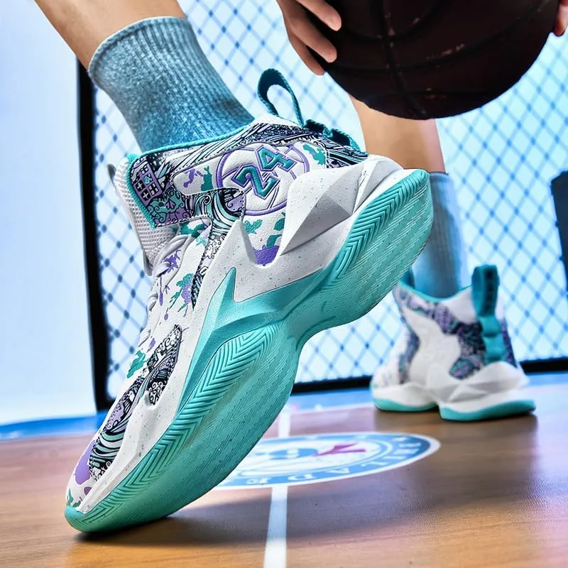 Men's Women's Lace Up High Top Basketball Shoes Ultra-Light Fashion Anti Slip Breathable Sneakers Outdoor Sport Volleyball Shoes