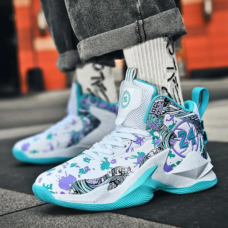 Men's Women's Lace Up High Top Basketball Shoes Ultra-Light Fashion Anti Slip Breathable Sneakers Outdoor Sport Volleyball Shoes