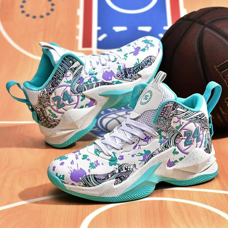 Men's Women's Lace Up High Top Basketball Shoes Ultra-Light Fashion Anti Slip Breathable Sneakers Outdoor Sport Volleyball Shoes