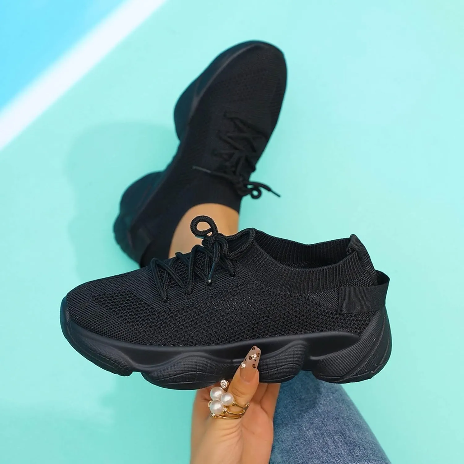 Mesh Slip On Black Non Slip Shoes for Women, Work Shoes & Restaurant Sneakers - Comfortable Gym Workout Work