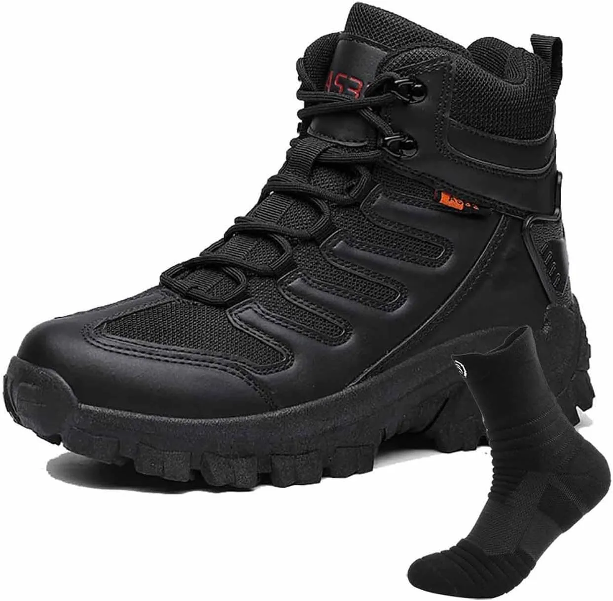 Military Tactical Boots for Men, Outdoor Lightweight Work Boots with Sports Socks Men's Waterproof Hiking Boots Army Jungle Boots Desert Combat Boots