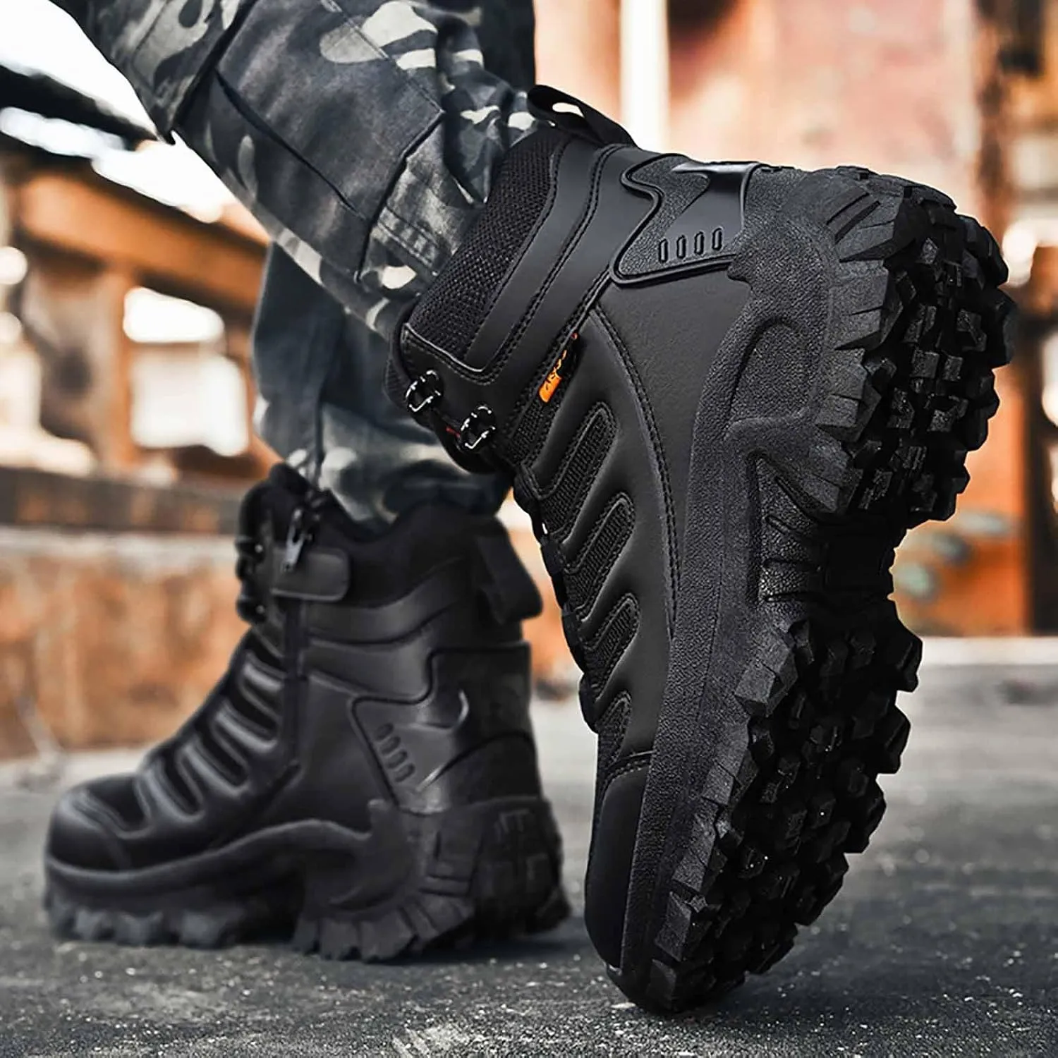 Military Tactical Boots for Men, Outdoor Lightweight Work Boots with Sports Socks Men's Waterproof Hiking Boots Army Jungle Boots Desert Combat Boots