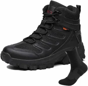 Military Tactical Boots for Men, Outdoor Lightweight Work Boots with Sports Socks Men's Waterproof Hiking Boots Army Jungle Boots Desert Combat Boots