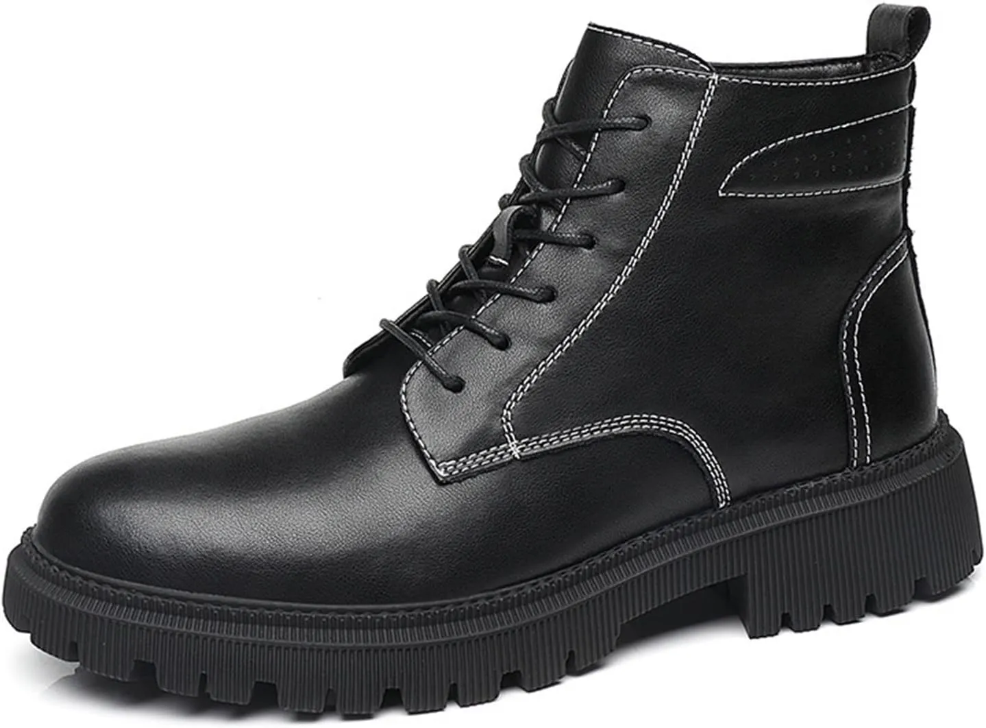 New Ankle Boots For Men Non Slip Block Heel Waterproof Derby Sewing Thread Cowhide Leather Fashion Dress Stylish