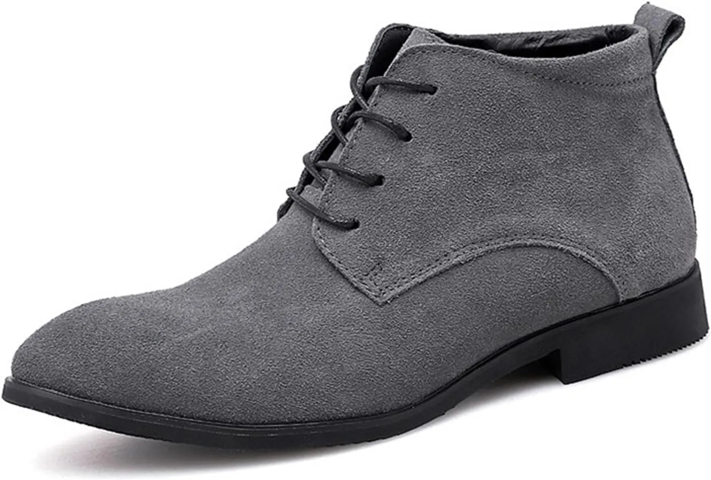 New Round Toe Boots For Men Derby Suede Leather Waterproof Anti-slip Block Heel Dress Casual Work