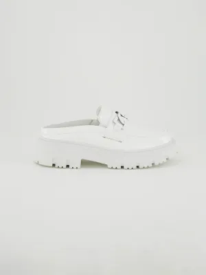 Patent High Loafer Shoe.White Chain Trim.
