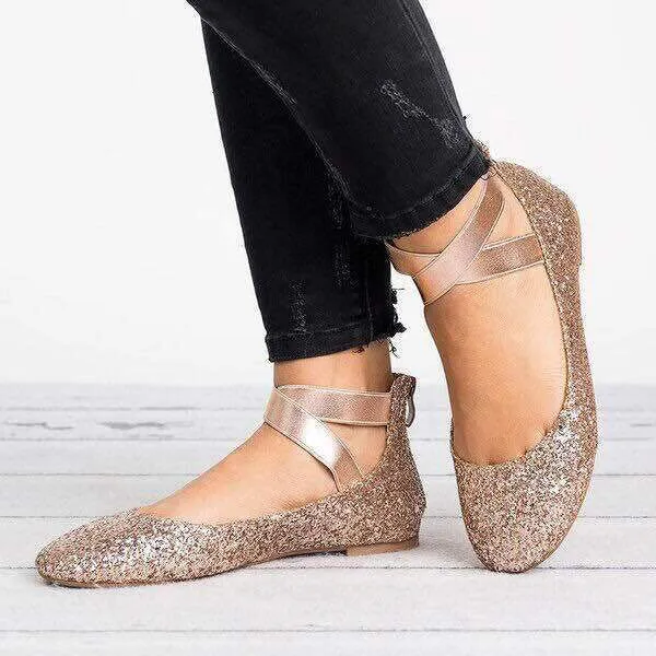 Plain Flat Velvet Ankle Strap Round Toe Basic Date Comfort Flats