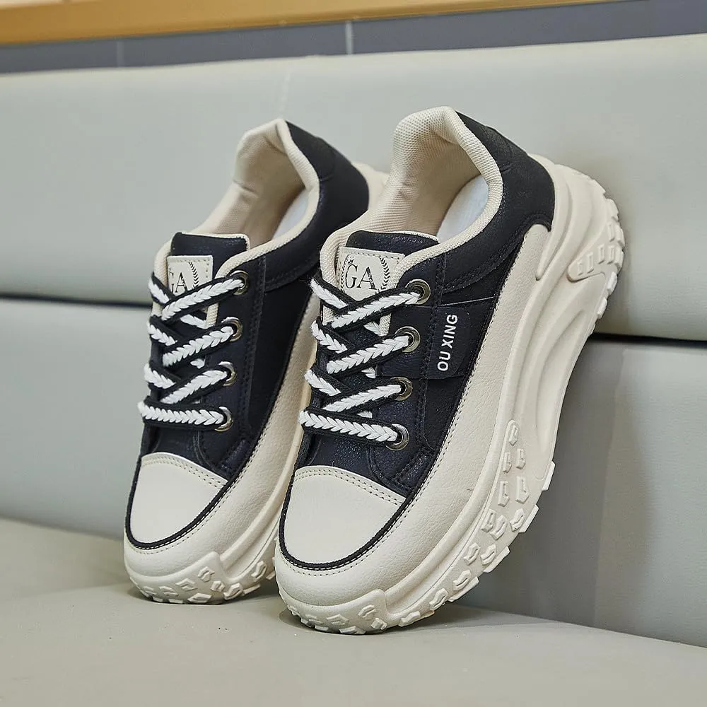 QINGCOMFACAI Womens Platform Fashion Sneakers Comfortable Breathable Casual Lace Up Non-Slip Sneakers Sport Workout Walking Outdoor Shoes