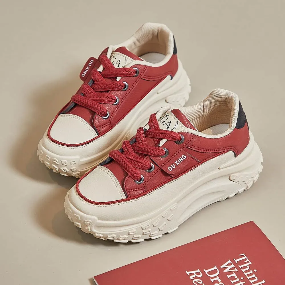 QINGCOMFACAI Womens Platform Fashion Sneakers Comfortable Breathable Casual Lace Up Non-Slip Sneakers Sport Workout Walking Outdoor Shoes