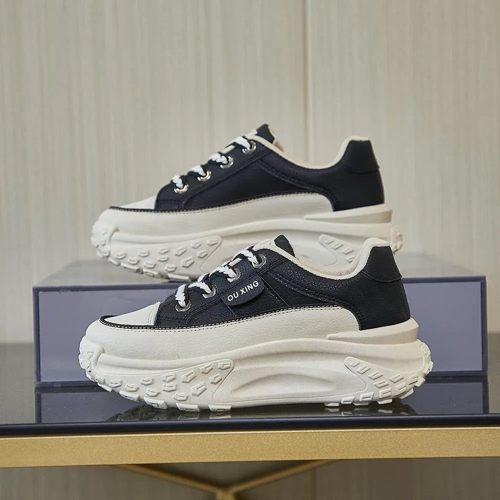 QINGCOMFACAI Womens Platform Fashion Sneakers Comfortable Breathable Casual Lace Up Non-Slip Sneakers Sport Workout Walking Outdoor Shoes