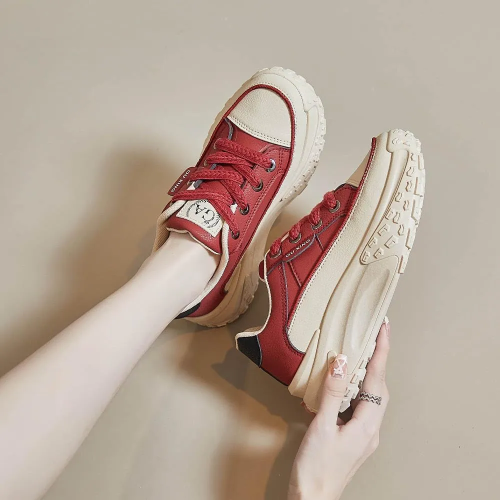QINGCOMFACAI Womens Platform Fashion Sneakers Comfortable Breathable Casual Lace Up Non-Slip Sneakers Sport Workout Walking Outdoor Shoes
