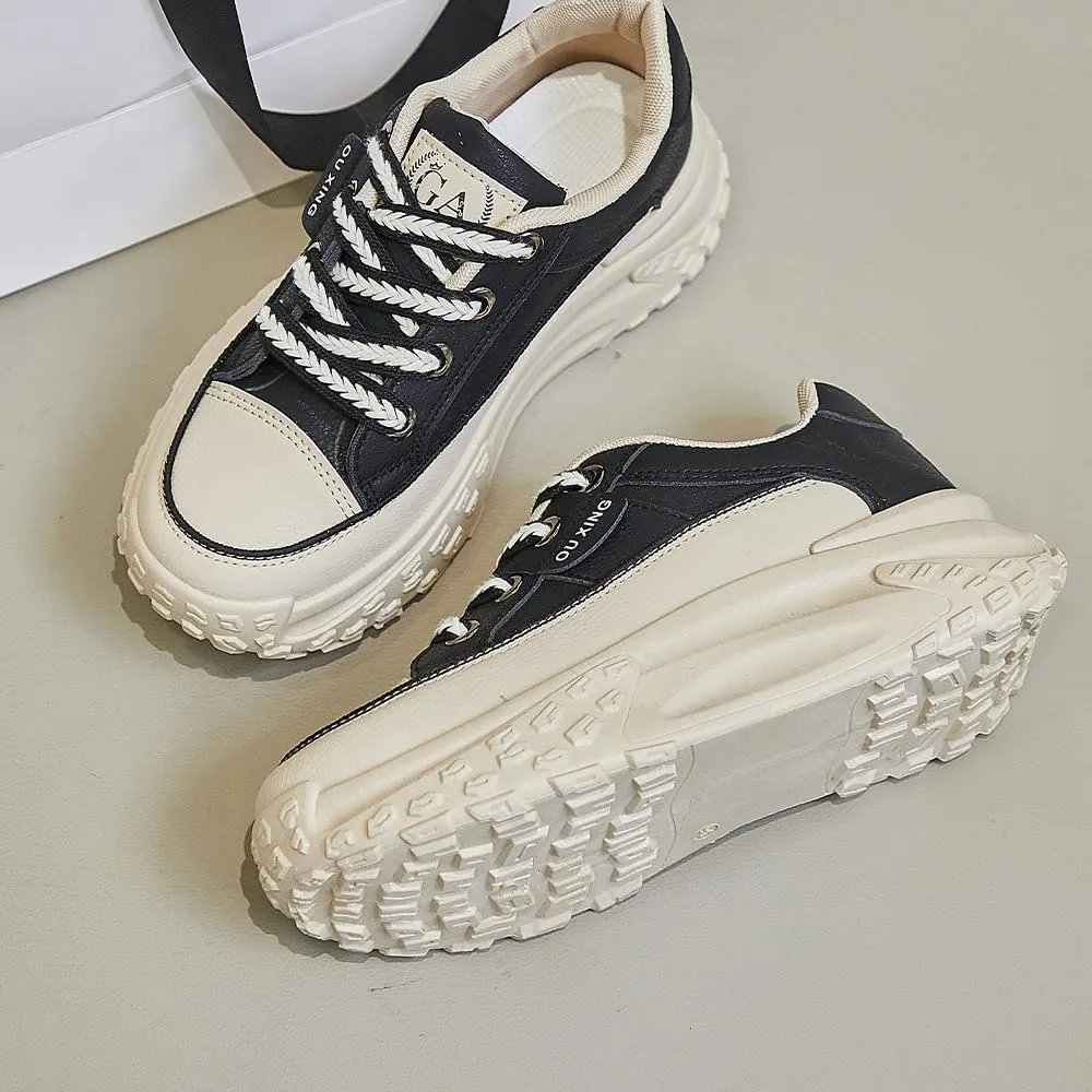 QINGCOMFACAI Womens Platform Fashion Sneakers Comfortable Breathable Casual Lace Up Non-Slip Sneakers Sport Workout Walking Outdoor Shoes