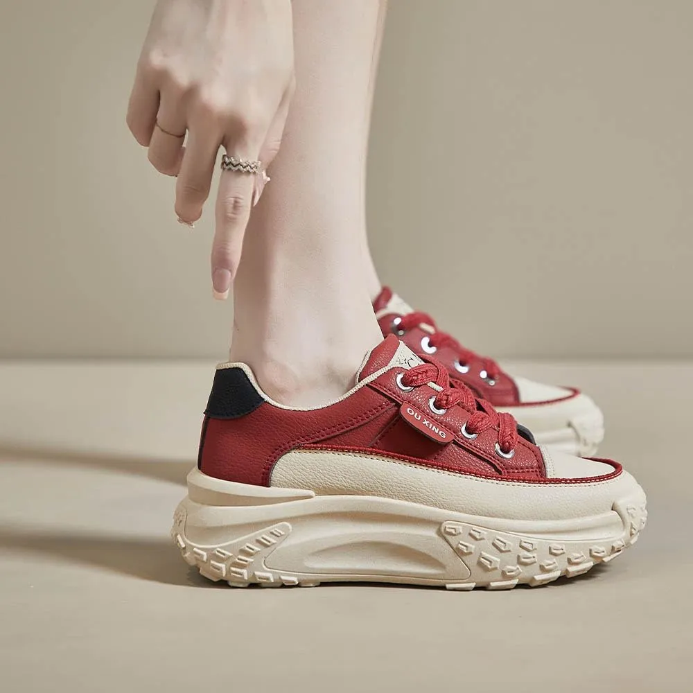 QINGCOMFACAI Womens Platform Fashion Sneakers Comfortable Breathable Casual Lace Up Non-Slip Sneakers Sport Workout Walking Outdoor Shoes