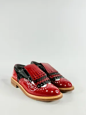 Robert Clergerie Disney Card Suits Cut Out Fringed Red Black Brogues - EU38