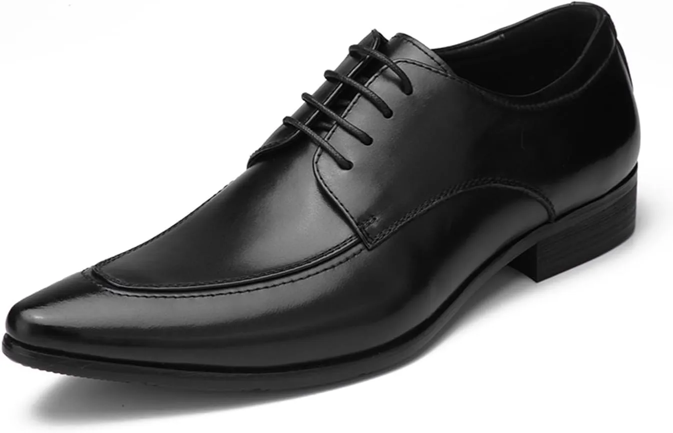 Santimon Men's Classic Oxfords Dress Shoes - Handmade Genuine Cowhide Leather, Non-Slip Rubber Sole, Pointed Toe Derby Shoes for Wedding, Business & Casual Wear