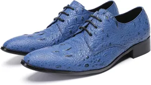 Santimon Men's Genuine Leather Oxfords Dress Shoes - Exotic Crocodile Pattern Lace-Up Formal Shoes, Premium Non-Slip Sole Derby for Business, Wedding and Formal Events