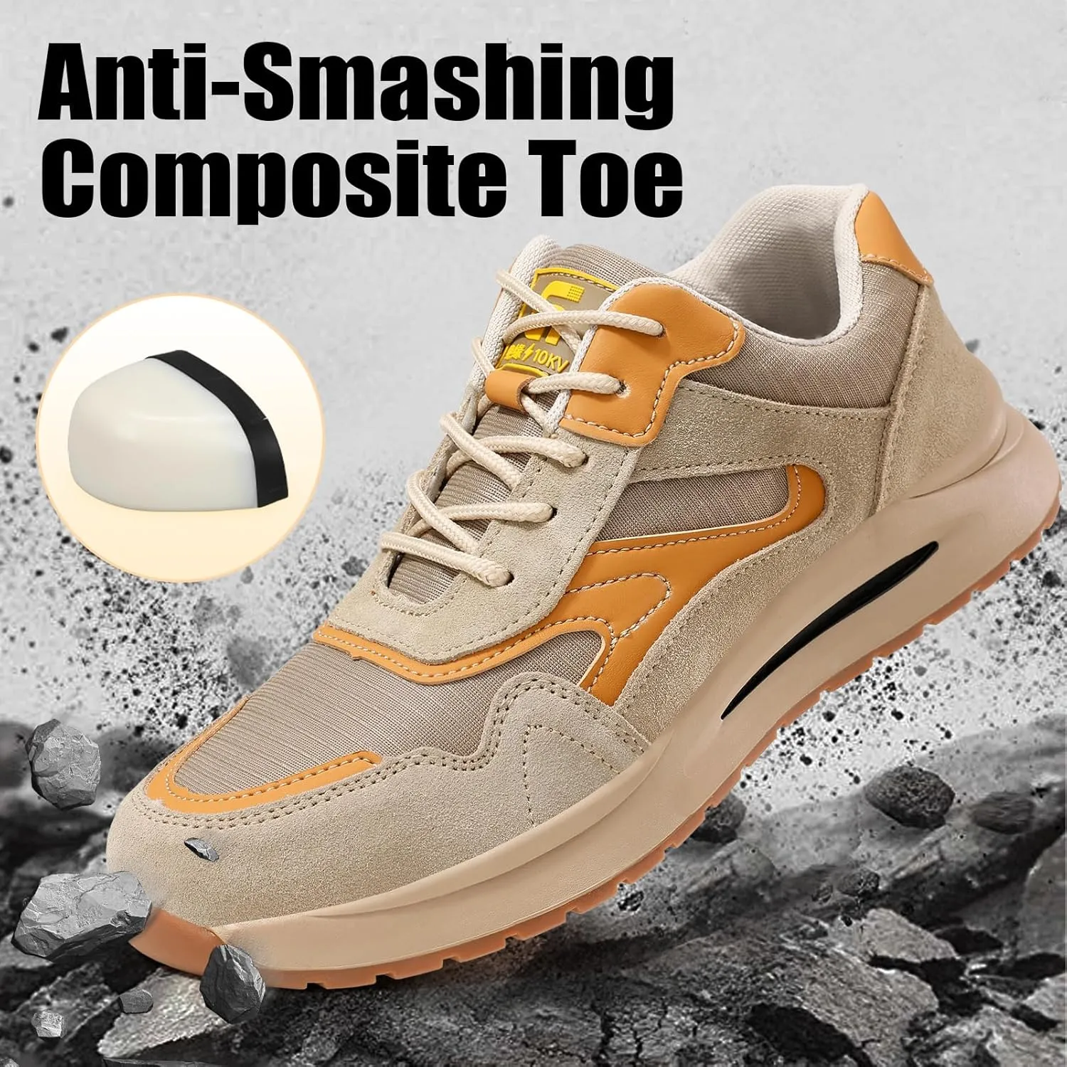Steel Toe Shoes for Men Lightweight Work Shoes Comfortable Mens Work Boots Indestructible Safety Shoes for Men Industrial Construction Steel Toe Sneakers Soft Mens Work Shoes