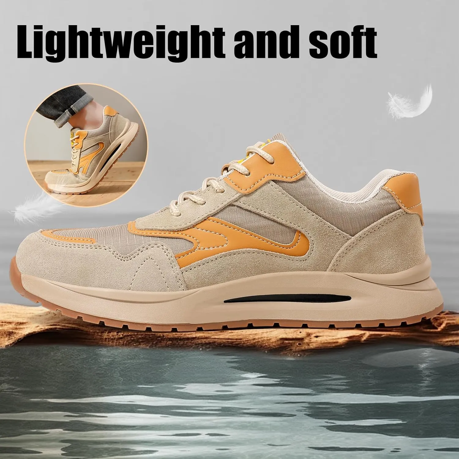Steel Toe Shoes for Men Lightweight Work Shoes Comfortable Mens Work Boots Indestructible Safety Shoes for Men Industrial Construction Steel Toe Sneakers Soft Mens Work Shoes
