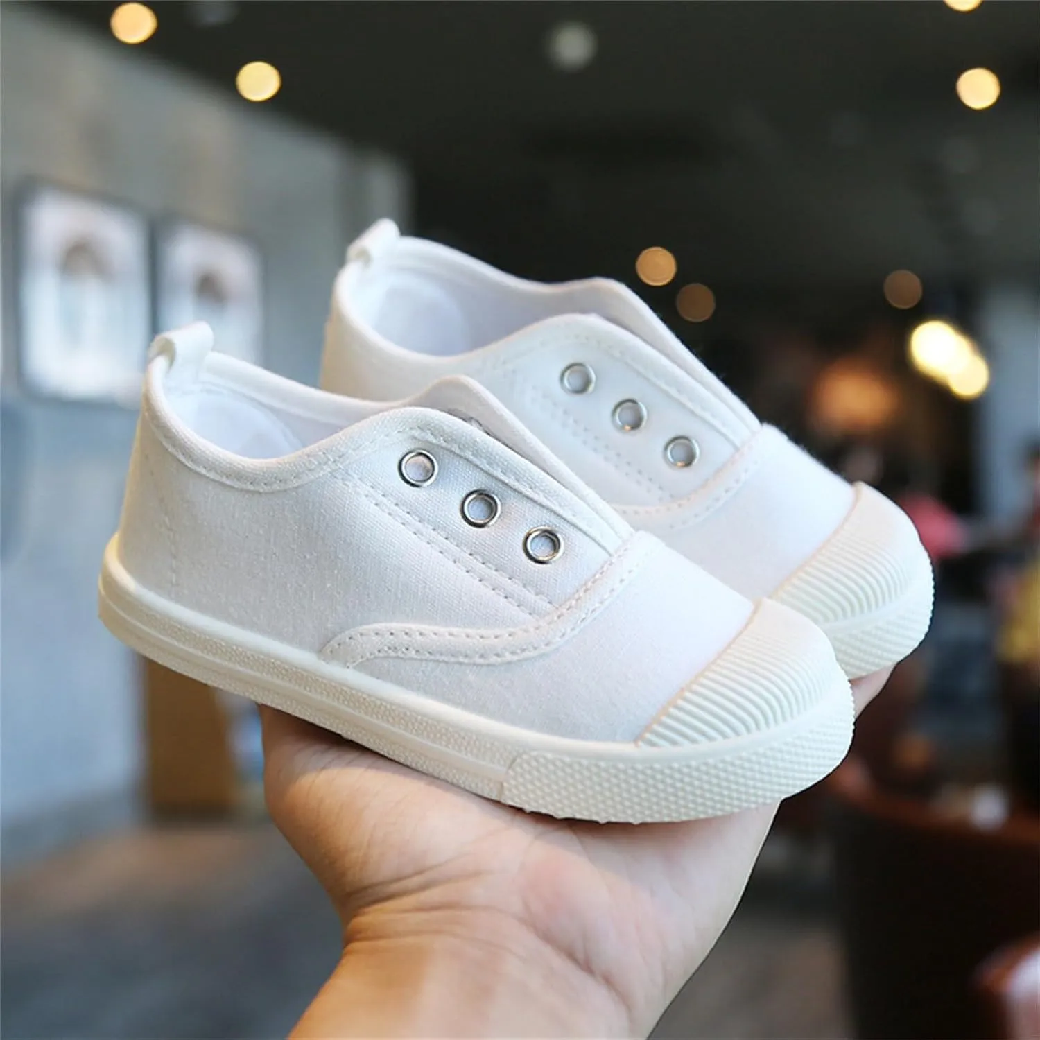 Toddler Girls Boys Canvas Light Weight Slip-On Sneakers Classical Cotton Flat Running Shoe Casual Walking Shoes