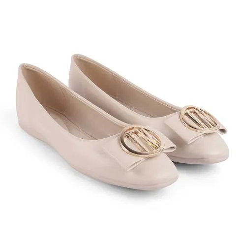 tresmode Trego Women's Ballerina Shoes Footwear White, 4 UK / 37 EU - Round Toe Ladies Ballet Flats Stylish - Formal Casual Comfortable Wear