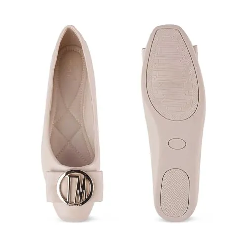 tresmode Trego Women's Ballerina Shoes Footwear White, 4 UK / 37 EU - Round Toe Ladies Ballet Flats Stylish - Formal Casual Comfortable Wear