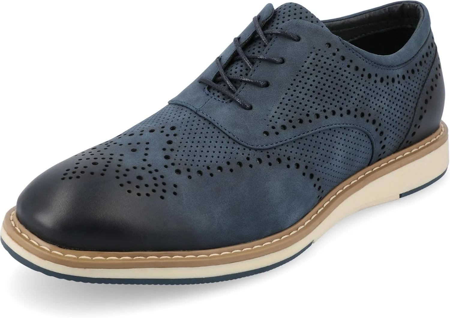 Vance Mens Patrick Lace-up Hybrid Perforated Oxford Medallion Toe Tru Comfort Foam Casual Dress Shoe