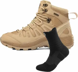 Waterproof Military Tactical Work Boots, Men's Tactical Army Boots with Sports Socks Lightweight Combat Boots Outdoor Hunting Jungle Hiking Boots