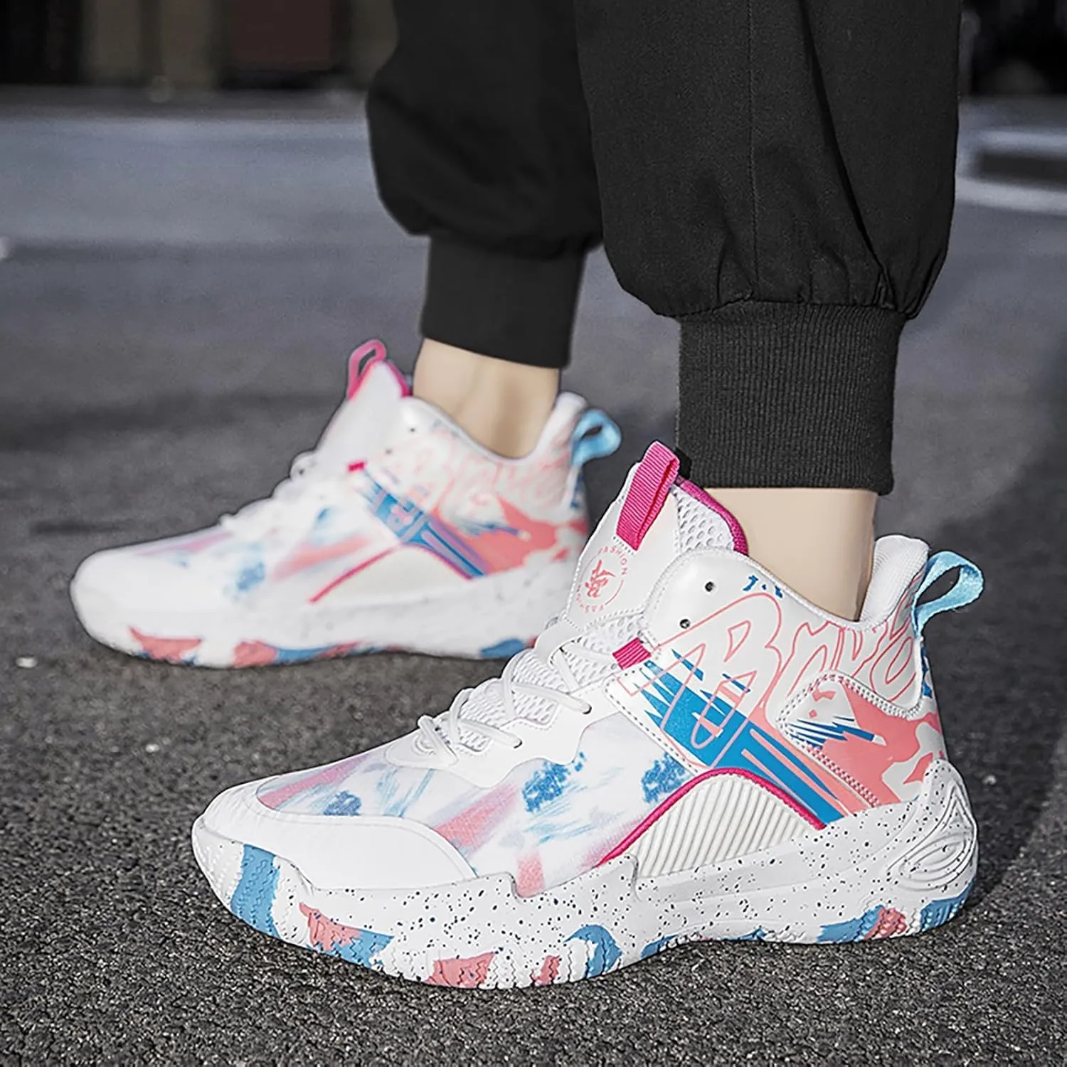 Women Men Basketball Shoes Fashion Running Sneakers Colorful Painting High Rebound Non-Slip Sport Shoes