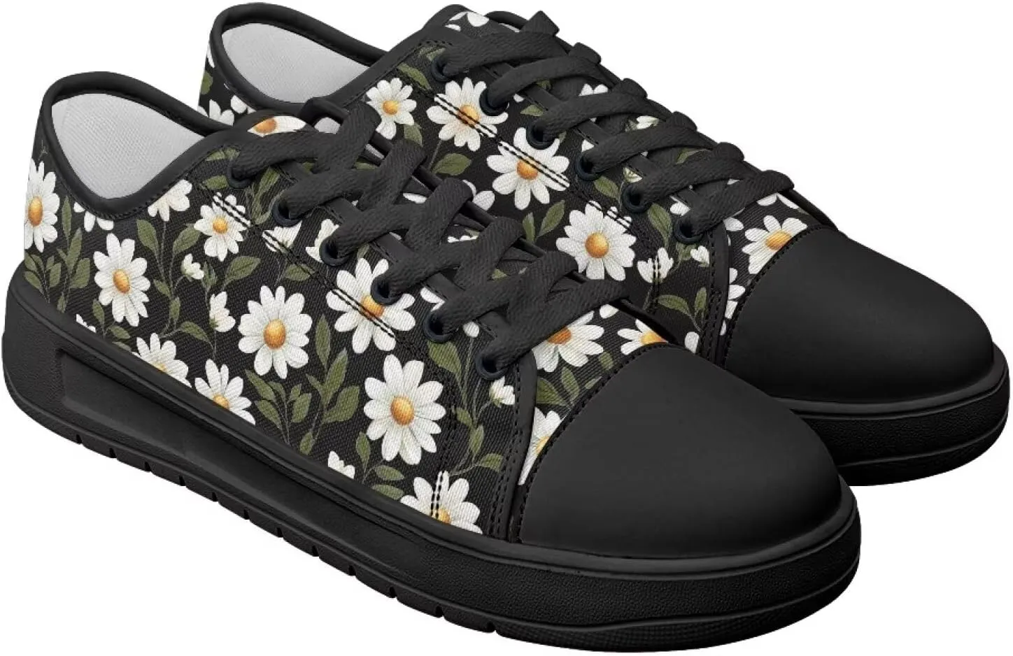 Women's Canvas Slip On Shoes Fashion Canvas Casual Sneakers Lightweight Soft Tennis Shoe Size 6-13.5 Black Sole