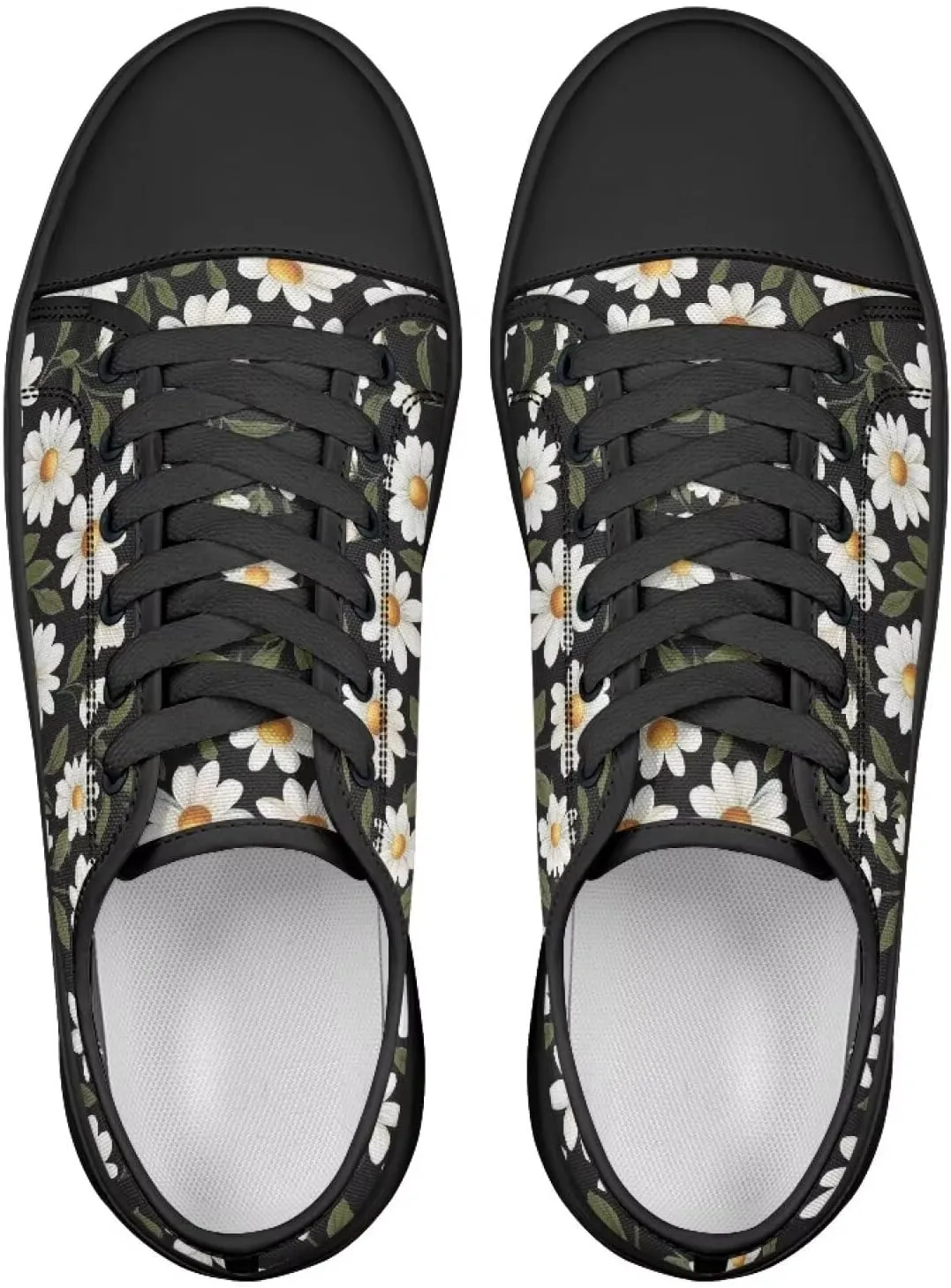 Women's Canvas Slip On Shoes Fashion Canvas Casual Sneakers Lightweight Soft Tennis Shoe Size 6-13.5 Black Sole