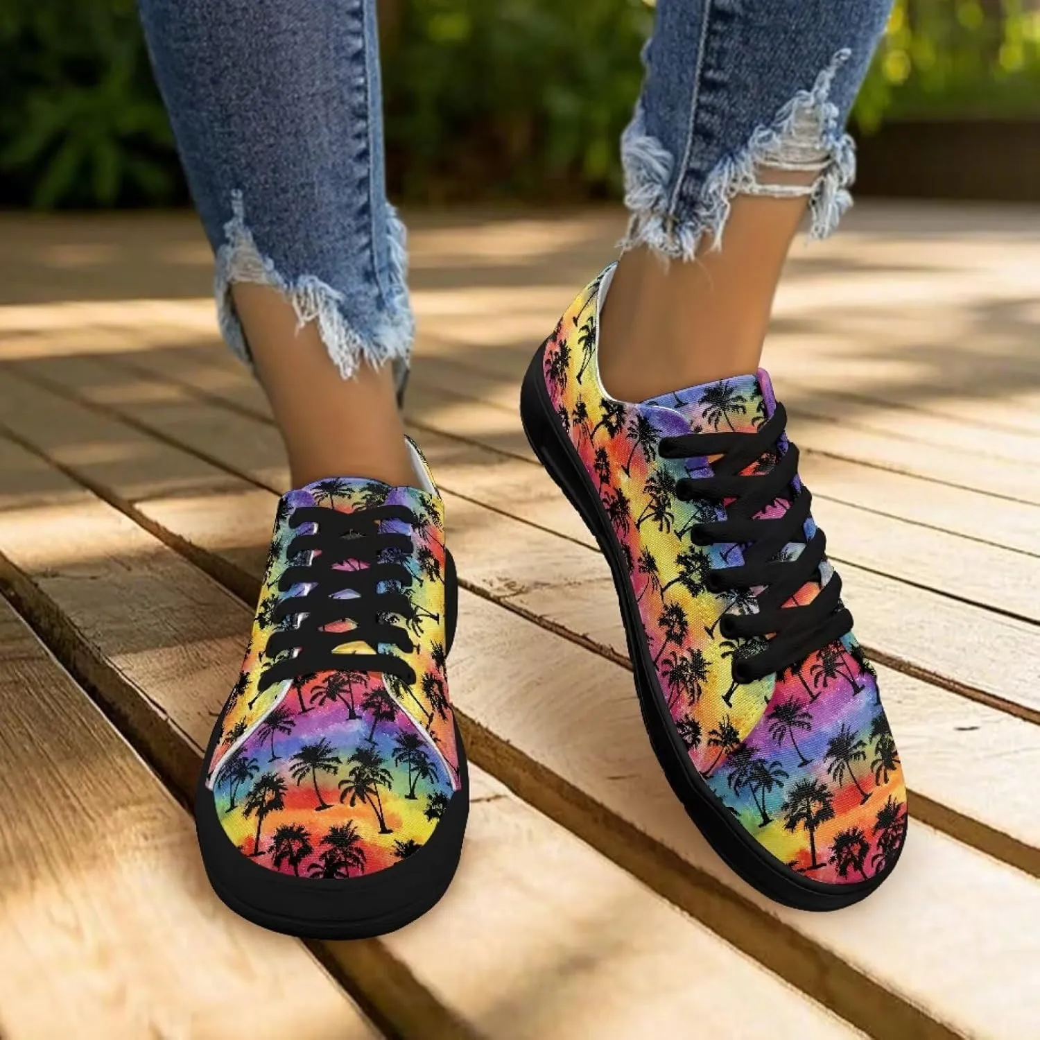 Women's Casual Canvas Sneakers Comfortable Low Top Walking Shoes Classic Lightweight Tennis Shoes Fashion Sneakers