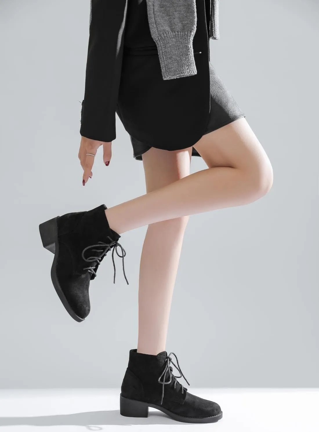 Women's Lace Up Chunky Heel Ankle Boots Ladies Derby Saddle Boots