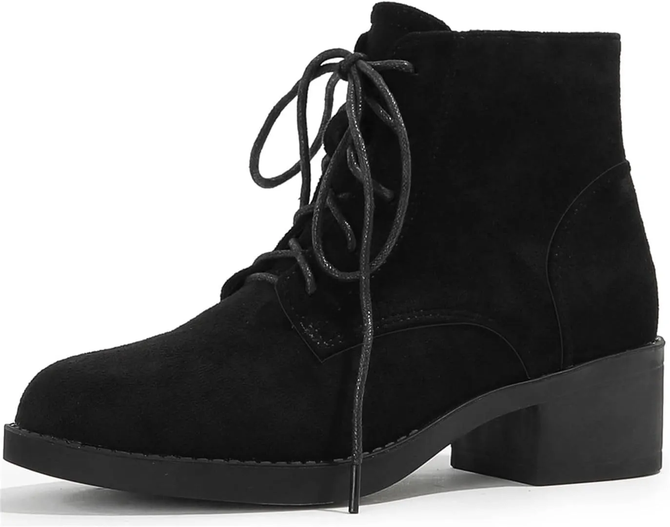 Women's Lace Up Chunky Heel Ankle Boots Ladies Derby Saddle Boots