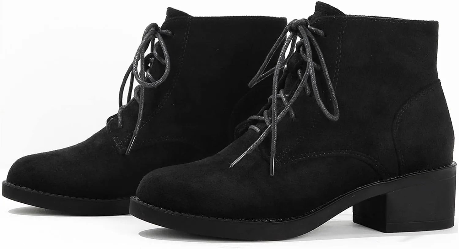 Women's Lace Up Chunky Heel Ankle Boots Ladies Derby Saddle Boots