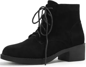 Women's Lace Up Chunky Heel Ankle Boots Ladies Derby Saddle Boots
