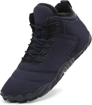 Women's Men's Winter Barefoot Shoes Warm Fur Lined Hiking Footwear Water-Resistant Snow Boots for Outdoor Hiking Cycling Camping