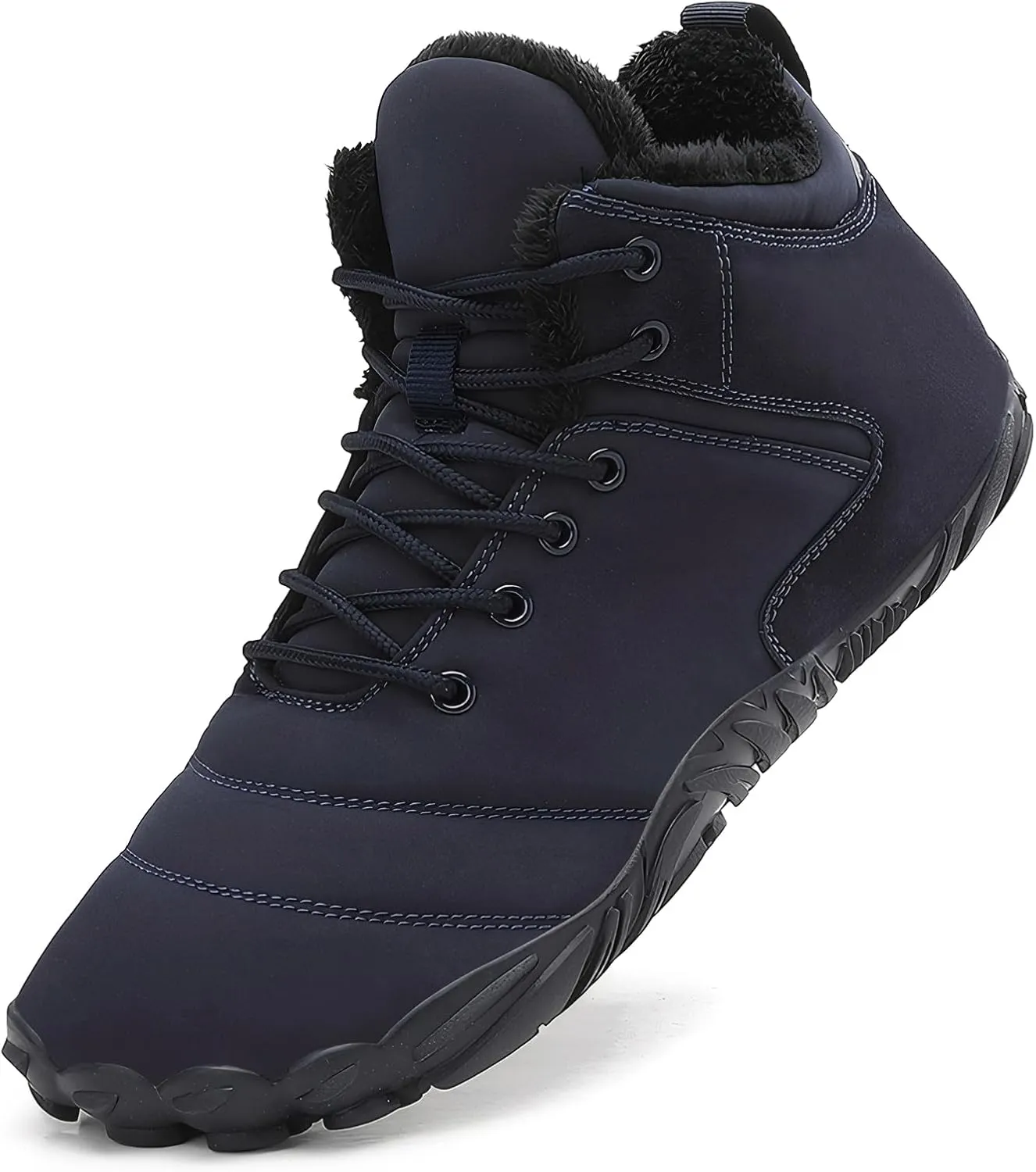 Women's Men's Winter Barefoot Shoes Warm Fur Lined Hiking Footwear Water-Resistant Snow Boots for Outdoor Hiking Cycling Camping