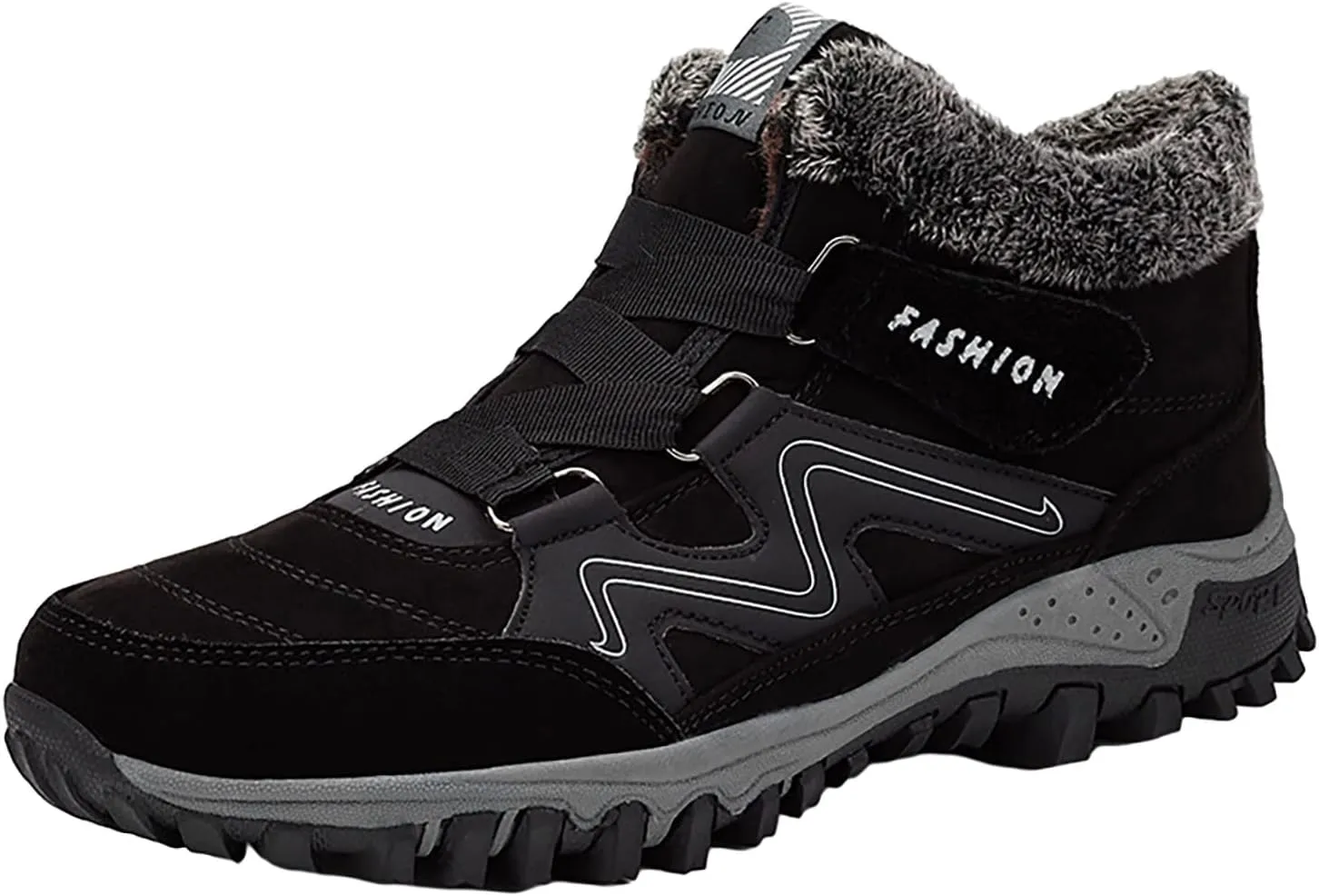 Women's Winter Leather Warm Thick Plush Buckle Hiking Sneakers Waterproof Wedge Suede Boots Non-Slip Snow Boots Shoes