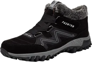 Women's Winter Leather Warm Thick Plush Buckle Hiking Sneakers Waterproof Wedge Suede Boots Non-Slip Snow Boots Shoes